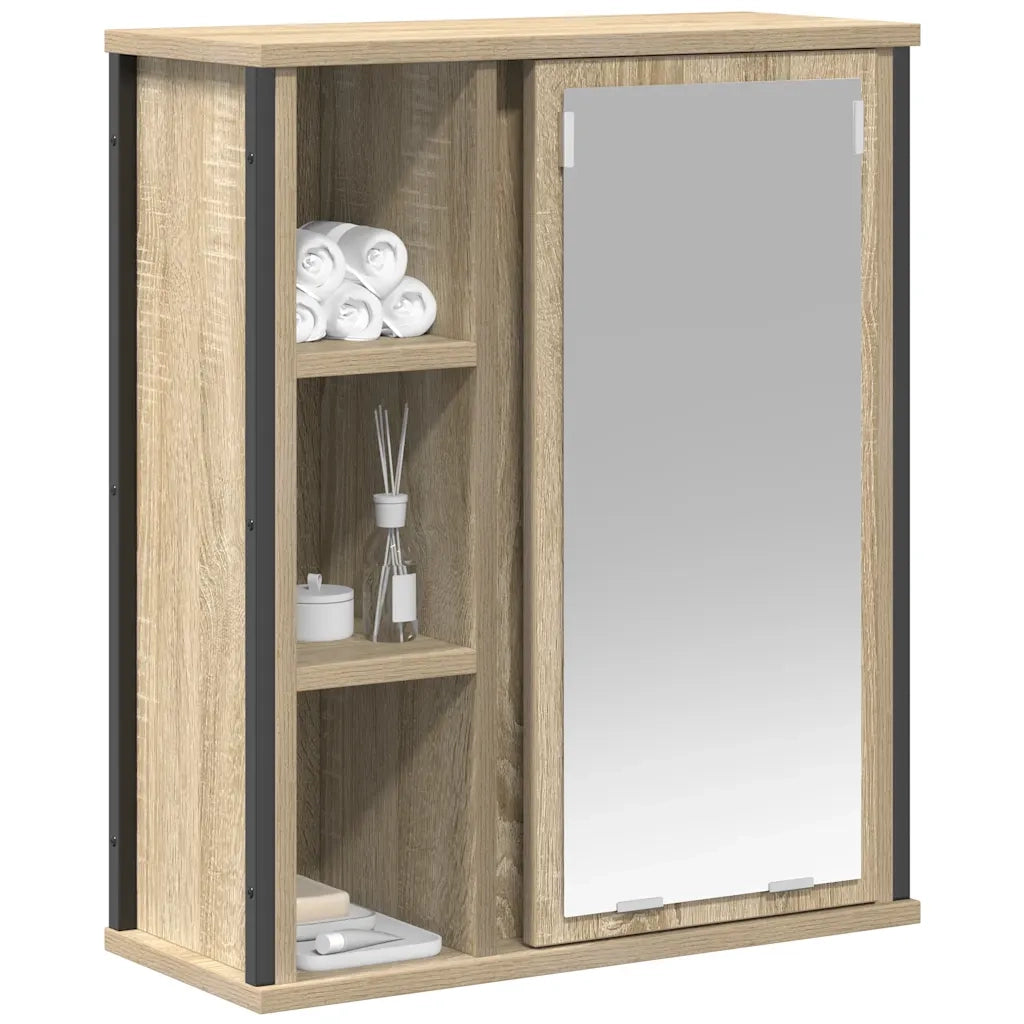 Pensile da Bagno con Specchio Rovere Sonoma 50x21x60 cm 861903
