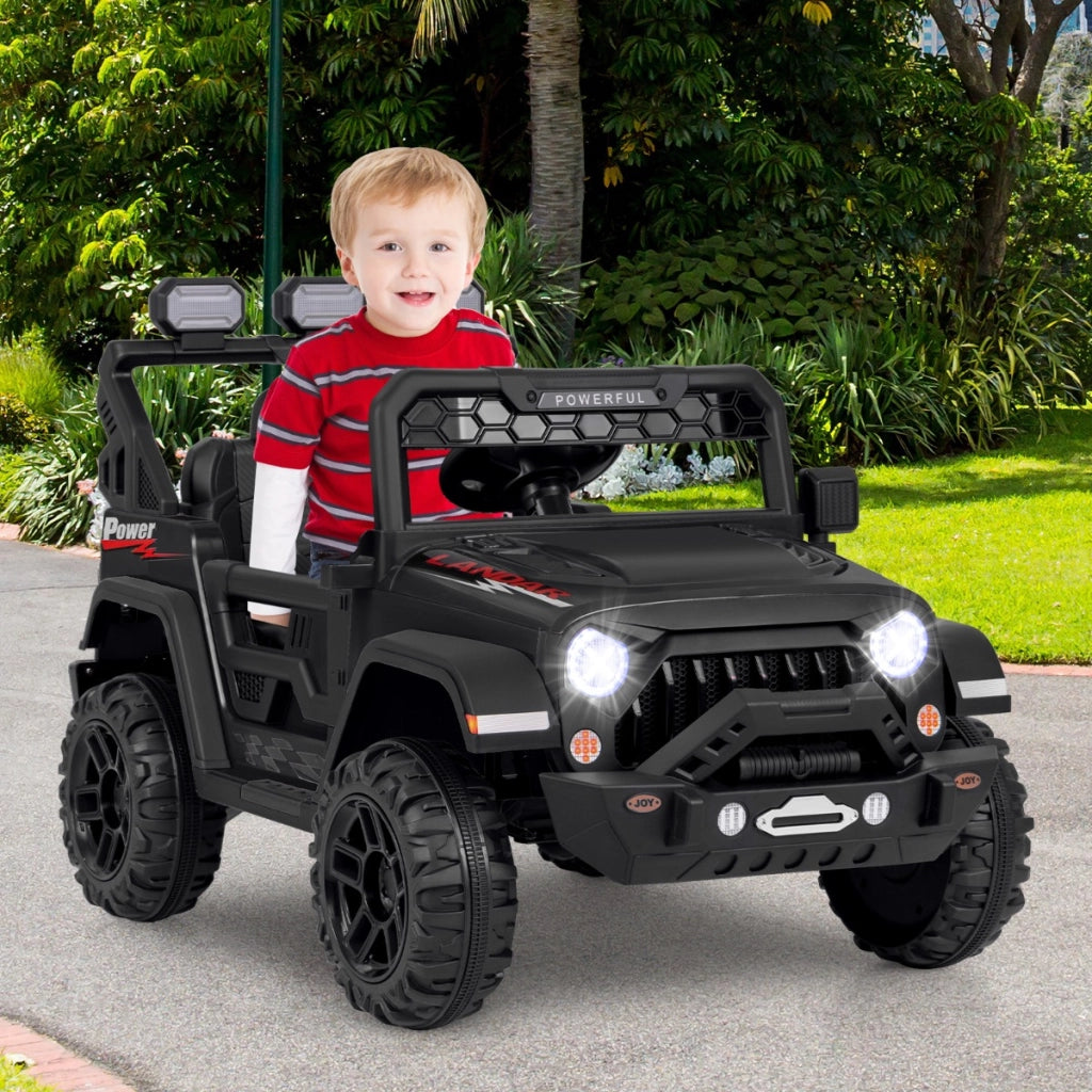 Auto elettrica 12V per bambini con telecomando connessione wireless porta USB, Macchina giocattolo Nero-Macchinine giocattoli
