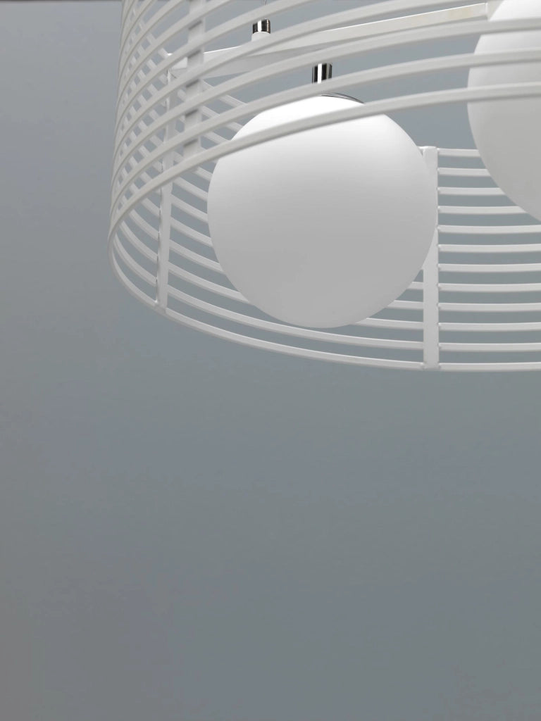 Gabbia - Lampada a sospensione in metallo bianco