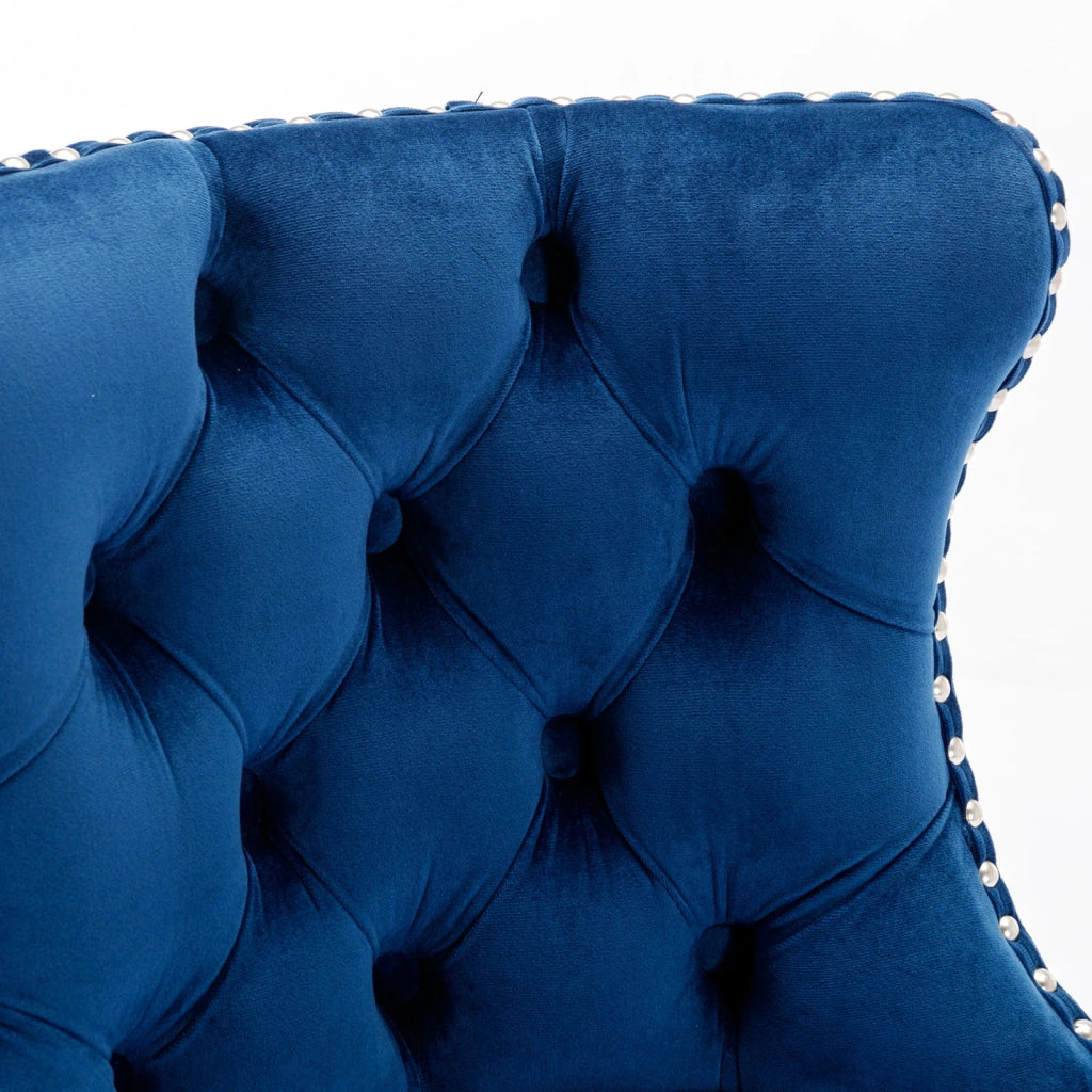 Sgabello da bar girevole regolabile con schienale e supporto lombare per cucina base cromata in velluto blu