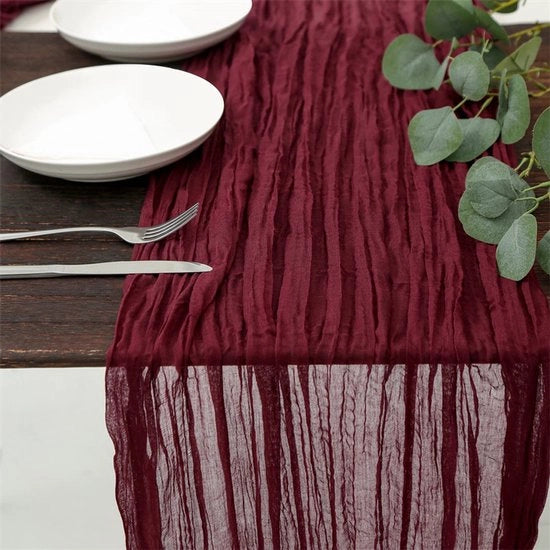 Tavolo Runner di Chiffon - Tavolo Coperto a Pieghettature - Stile Bohemiano per la Decorazione del Tavolo - Tavolo Coperto di Juta - Decorazione per la Casa - Adatto per Feste e Partite