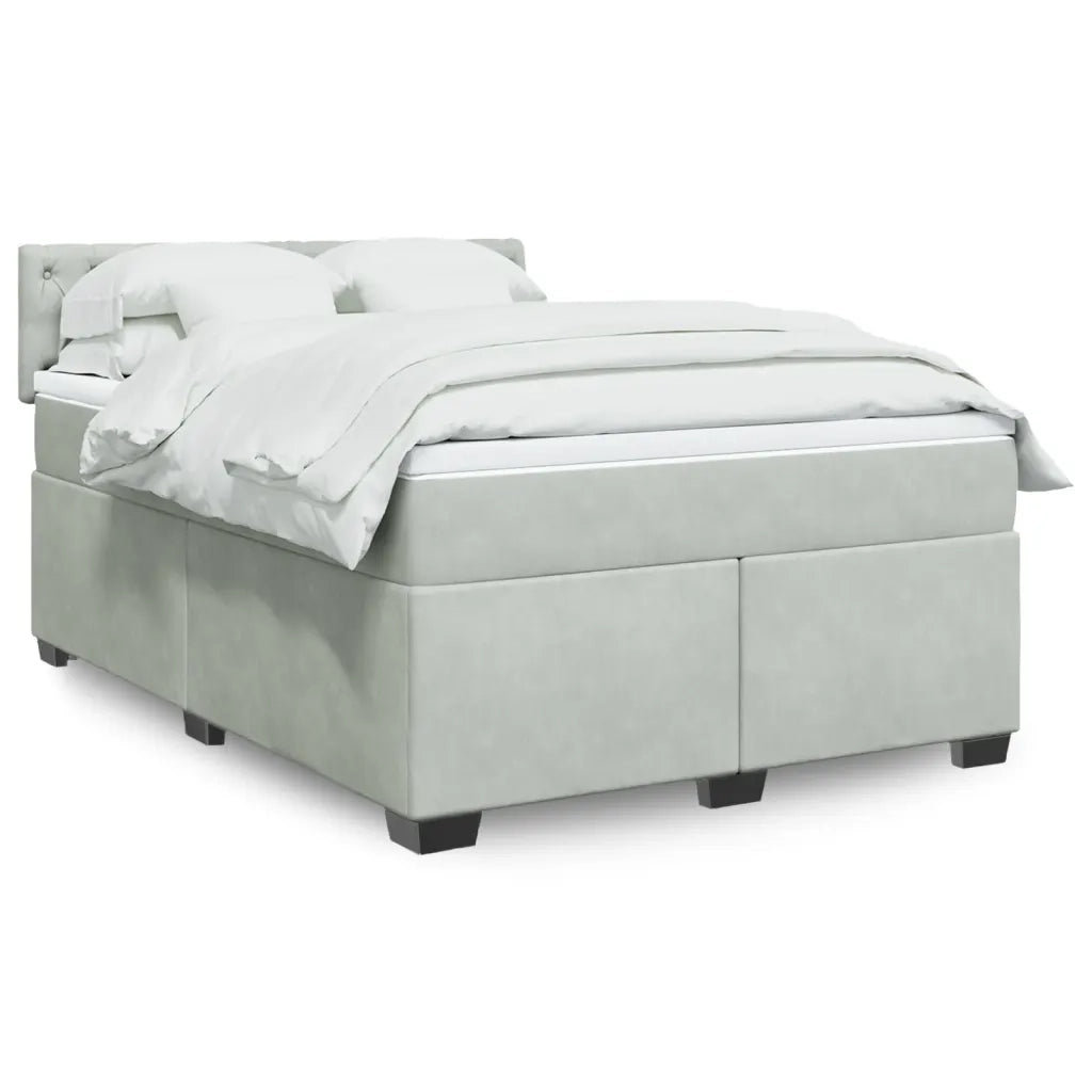 vidaXL Giroletto a Molle con Materasso Grigio Chiaro 160x200cm Velluto