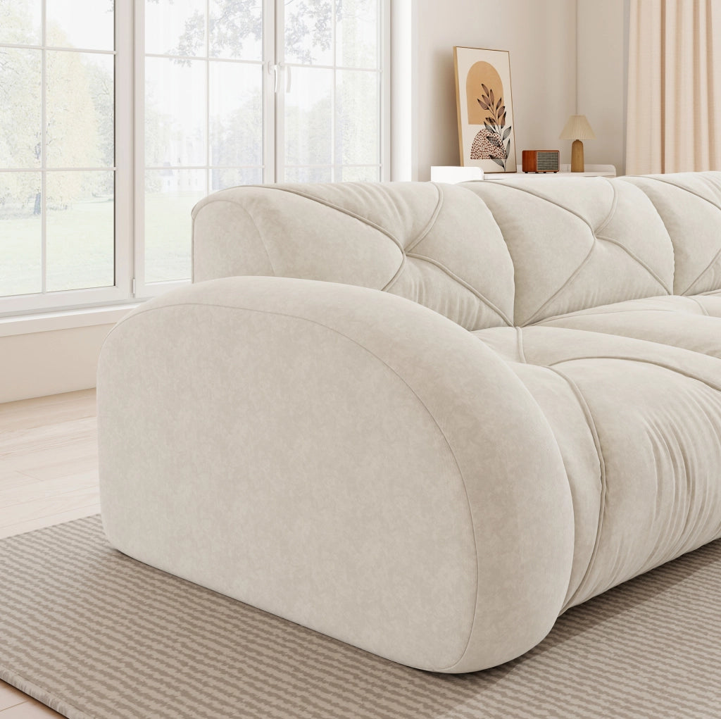 Divano modulare senza struttura in ciniglia; beige chiaro