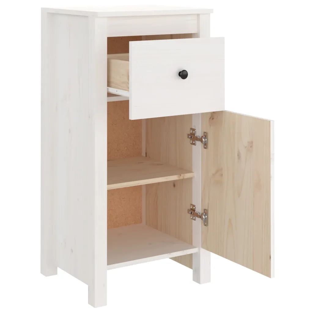 Credenza Bianca 40x35x80 cm in Legno Massello di Pino 813756