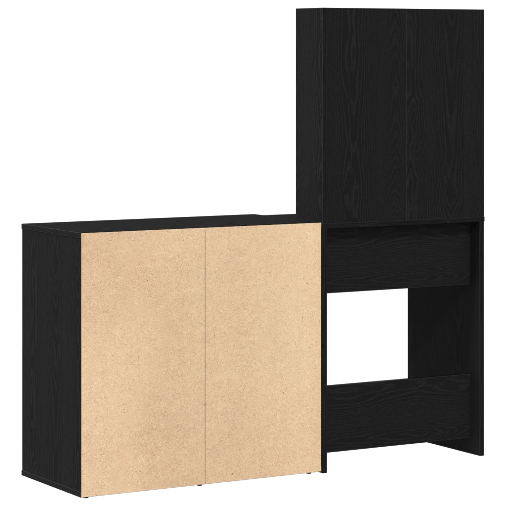 Toeletta con LED e mobiletto in rovere nero