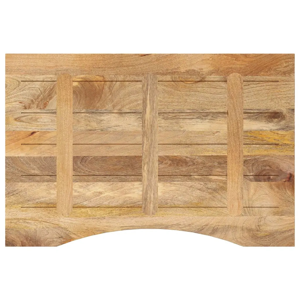 Piano Scrivania con Curva 100x60x2,5cm Massello Grezzo di Mango