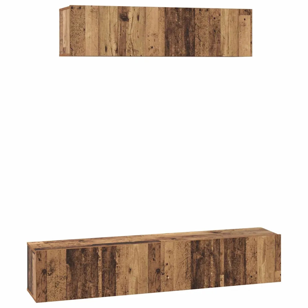 Set mobile TV 4 pz-Set di 4 Credenza per TV Legno vecchio Legno multistrato 823968