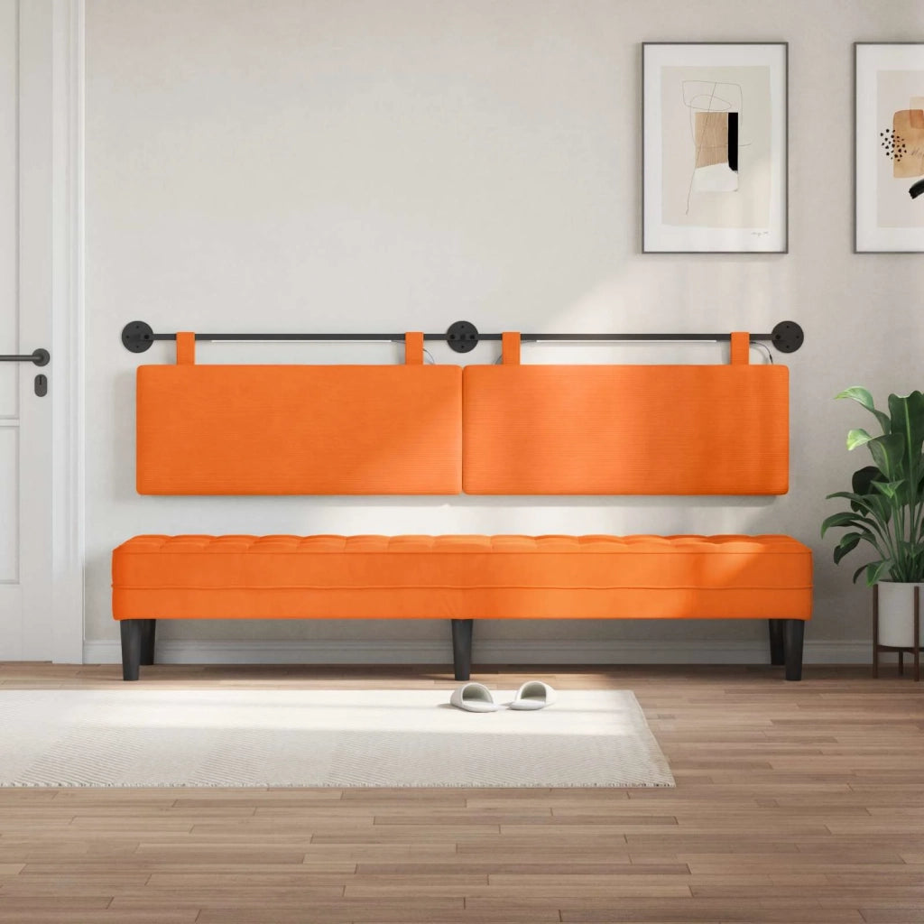 Testiera sospesa Con luce LED Arancione Tessuto in Cords 3424342