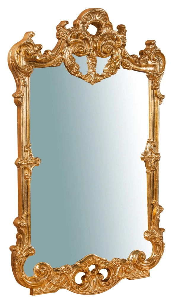 Biscottini Specchiera da parete in legno finitura foglia oro anticato L62xPR6xH100 cm Made in Italy