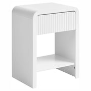 Comodino bianco in MDF con 1 cassetto e 1 ripiano stile elegante