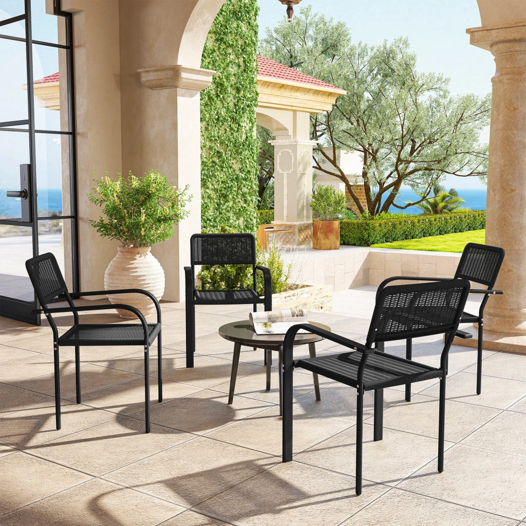 Sedia da pranzo da giardino esterno apilabile con braccioli ¨C zephmum ¨C nero 55x60x83 cm