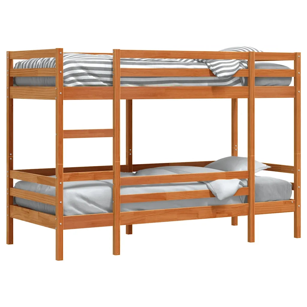 Letto a Castello Marrone Cera 75x190 cm in Legno di Pino 3284226