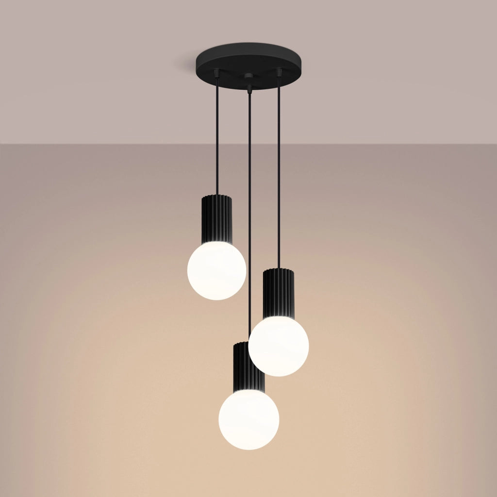 Lampada sospensione moderna 3 luci nera SFERA PureLume