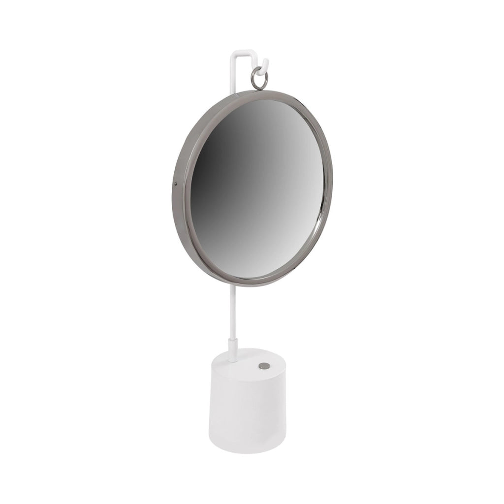 Specchio da tavolo Eleganca in metallo bianco e argento