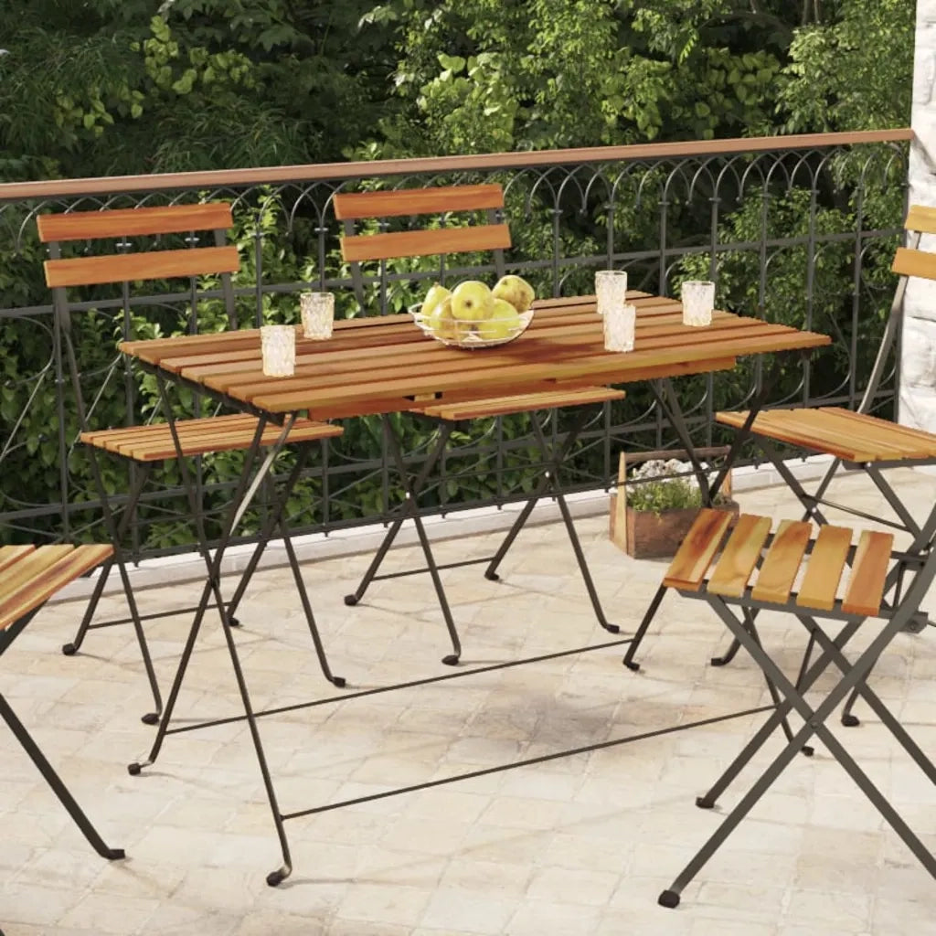 Tavolo BistrÃ² Pieghevole 100x54x71 cm Massello Acacia e Acciaiocod mxl 78431