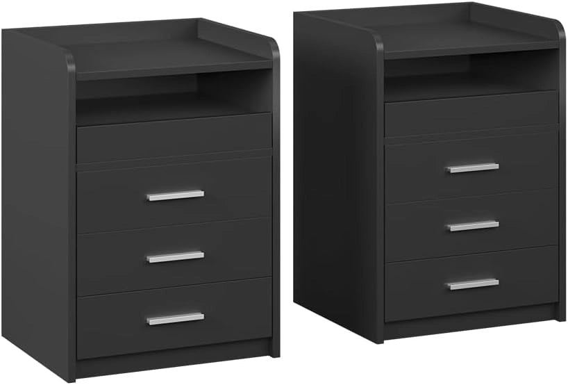 Comodino Edis, Antracite, Set di 2