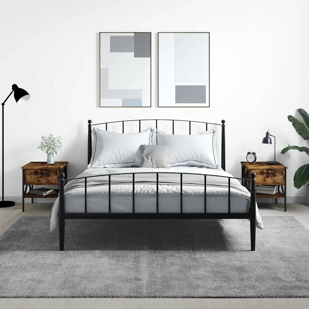 Comodini 2 pz-Set di 2 Tavolino da notte Rovere Fumo 40x42x45 cm in Legno Multistrato