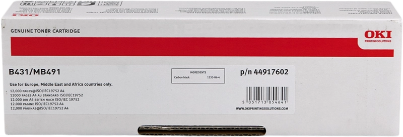 ORIGINAL OKI toner nero 44917602 B431/MB491 ~12000 Seiten