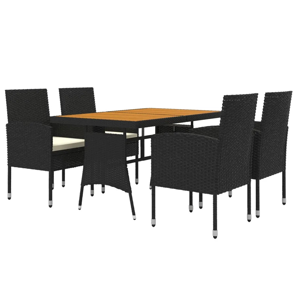 Set da Pranzo per Esterni 5 pz in Polyrattan Nero 3120098