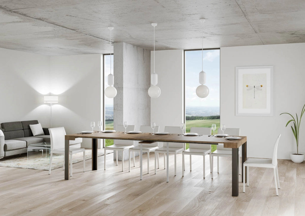 Consolle Allungabile 90-300x40x77 cm in Nobilitato Marrone
