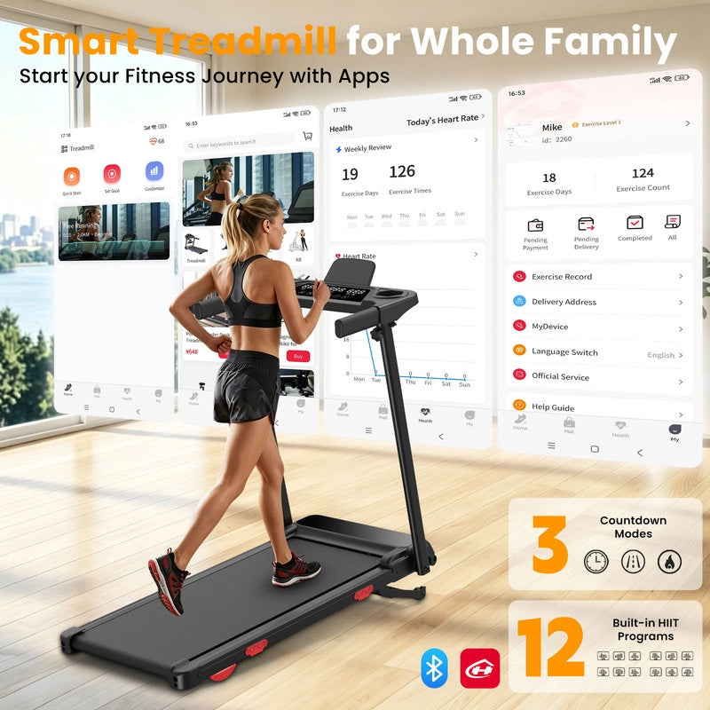 Tapis roulant pieghevole 3-in-1, inclinazione automatica fino al 15%, 3.0 HP, velocit¨¤ massima 12 km/h, controllo tramite Smart App