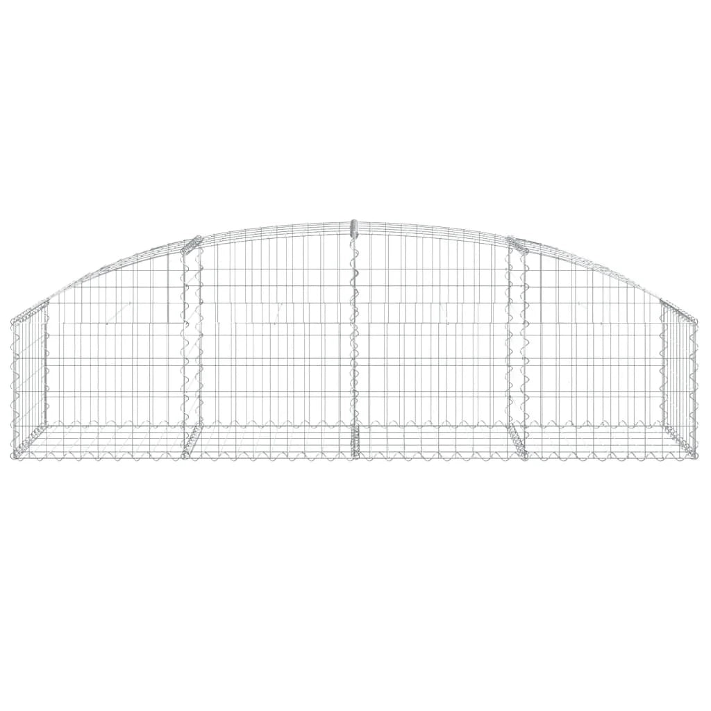 Cesto gabbione recinzione a gabbia muro di contenimento ad arco 200 x 50 x 40/60 cm ferro zincato argento 02_0040042