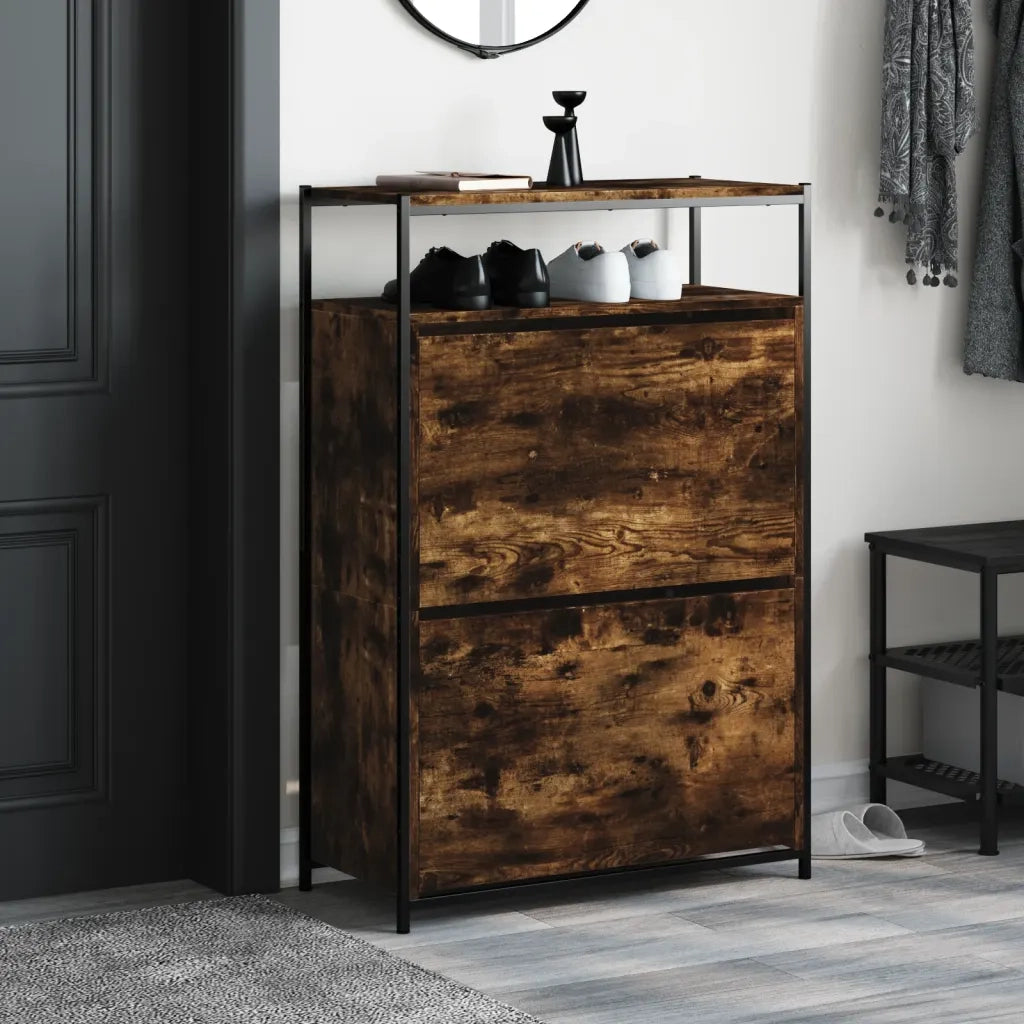 Scarpiera | Mobile per scarpe Rovere Fumo 75x34x112 cm in Legno Multistrato