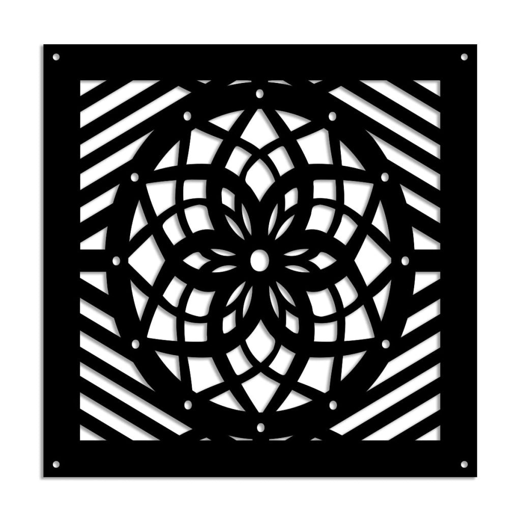 ABBEY ROSE - Pannello in PVC traforato - Parasole Colore: nero, Misura: 48x48 cm