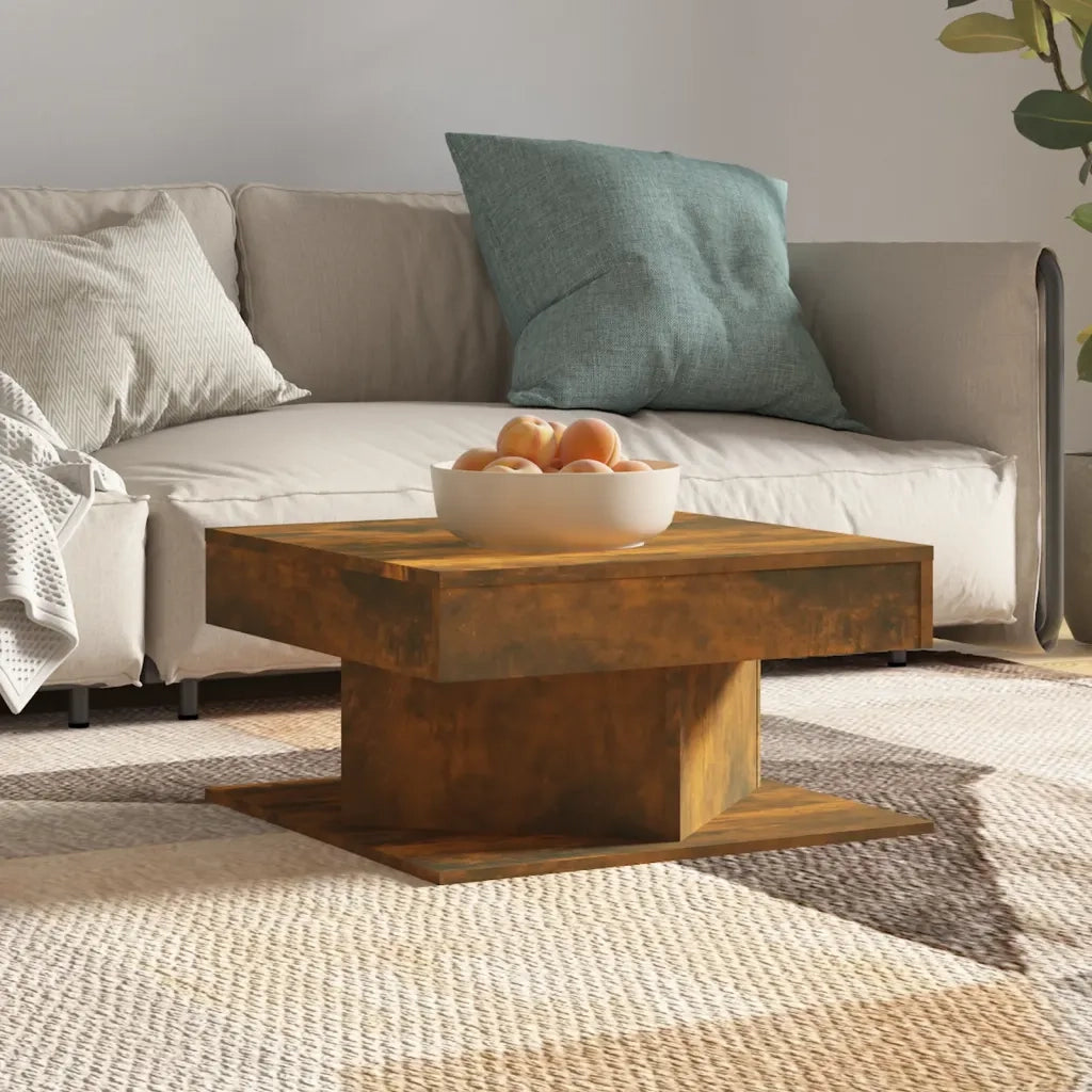 Tavolino da Salotto-Tavolino da soggiorno-Tavolo Rovere Fumo 57x57x30cm in Legno Multistrato