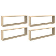 4 pz Mensole Parete | Mensola sospesa a Cubo Rovere Sonoma 100x15x30cm Multistrato