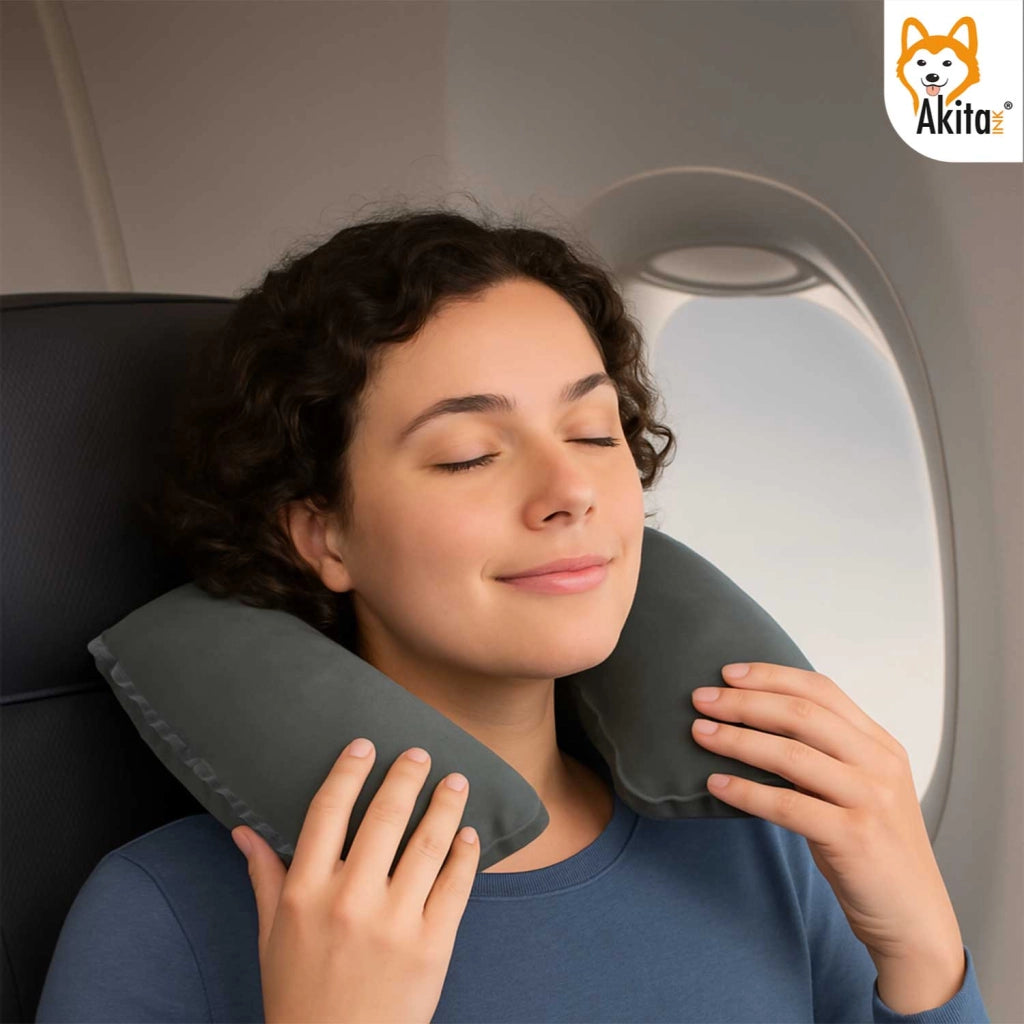Set 2 Cuscini Gonfiabili Cervicale da Viaggio Akitaink