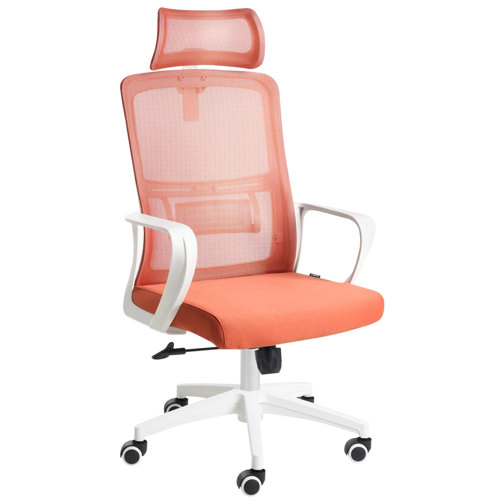 Sedia da ufficio con base girevole e poggiatesta regolabile in altezza con rete Home Office Beige stile moderno