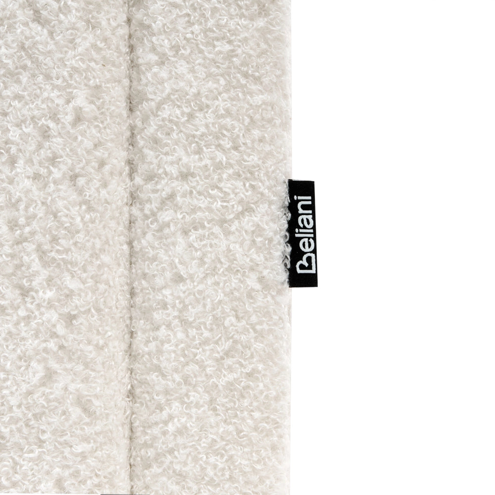 Letto matrimoniale con contenitore in tessuto bouclè bianco sporco 160 x 200 cm portaoggetti stile moderno