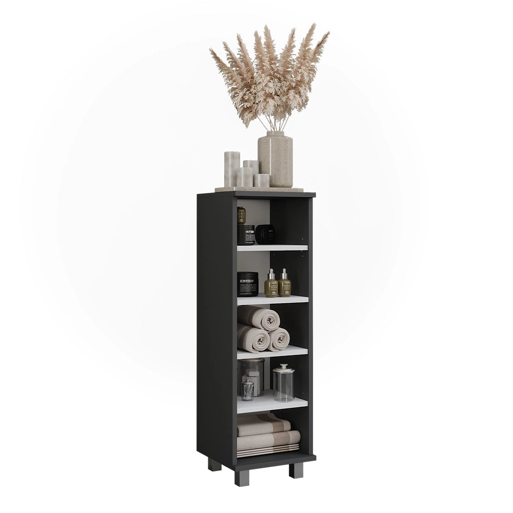 Vicco Mobiletto midi Antracite/bianco 30.2 x 95 cm con 5 scomparti aperti