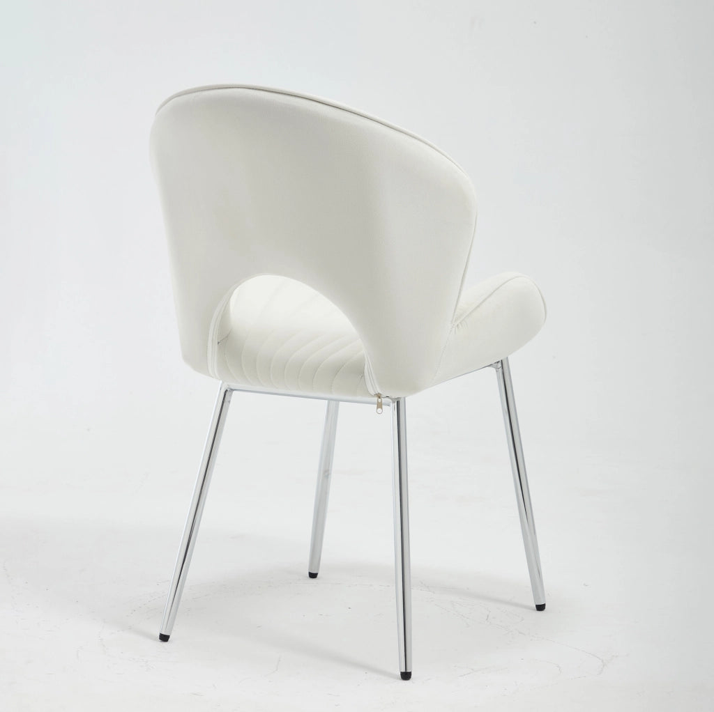Sedia da pranzo 66.0x55.5x53.5 cm senza braccioli in tessuto avorio