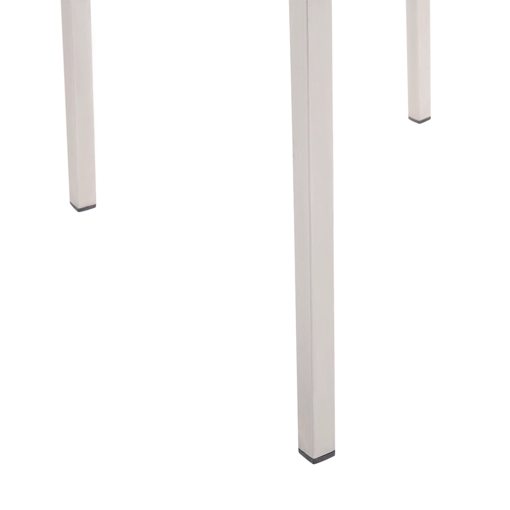 Set di 4 Sedie da Pranzo da Giardino Seduta in Tessuto Bianco e Argento Gambe in Acciaio Inox Impilabili da Esterno