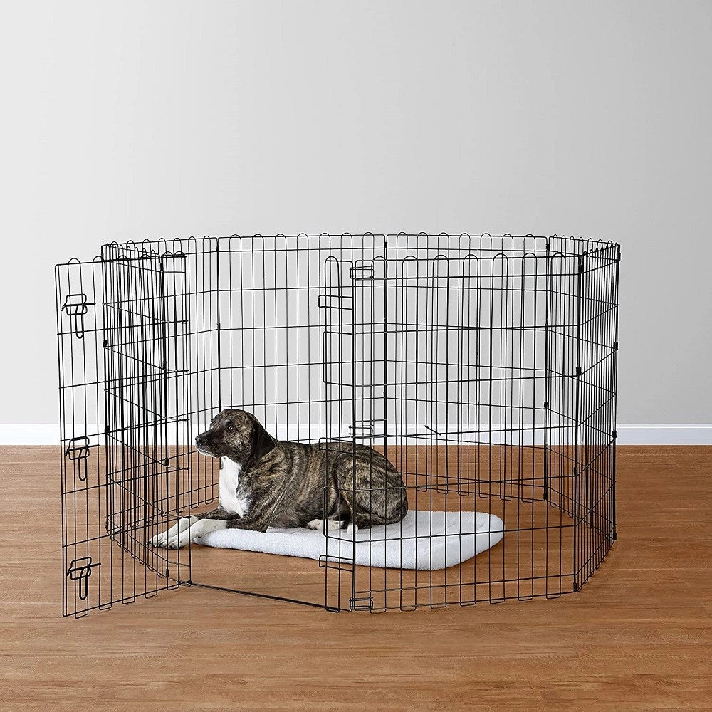 Trade Shop - Recinzione In Metallo Per Cani Pieghevole Per Esercizio 152,4 X 152,4 X 91,4 Cm -