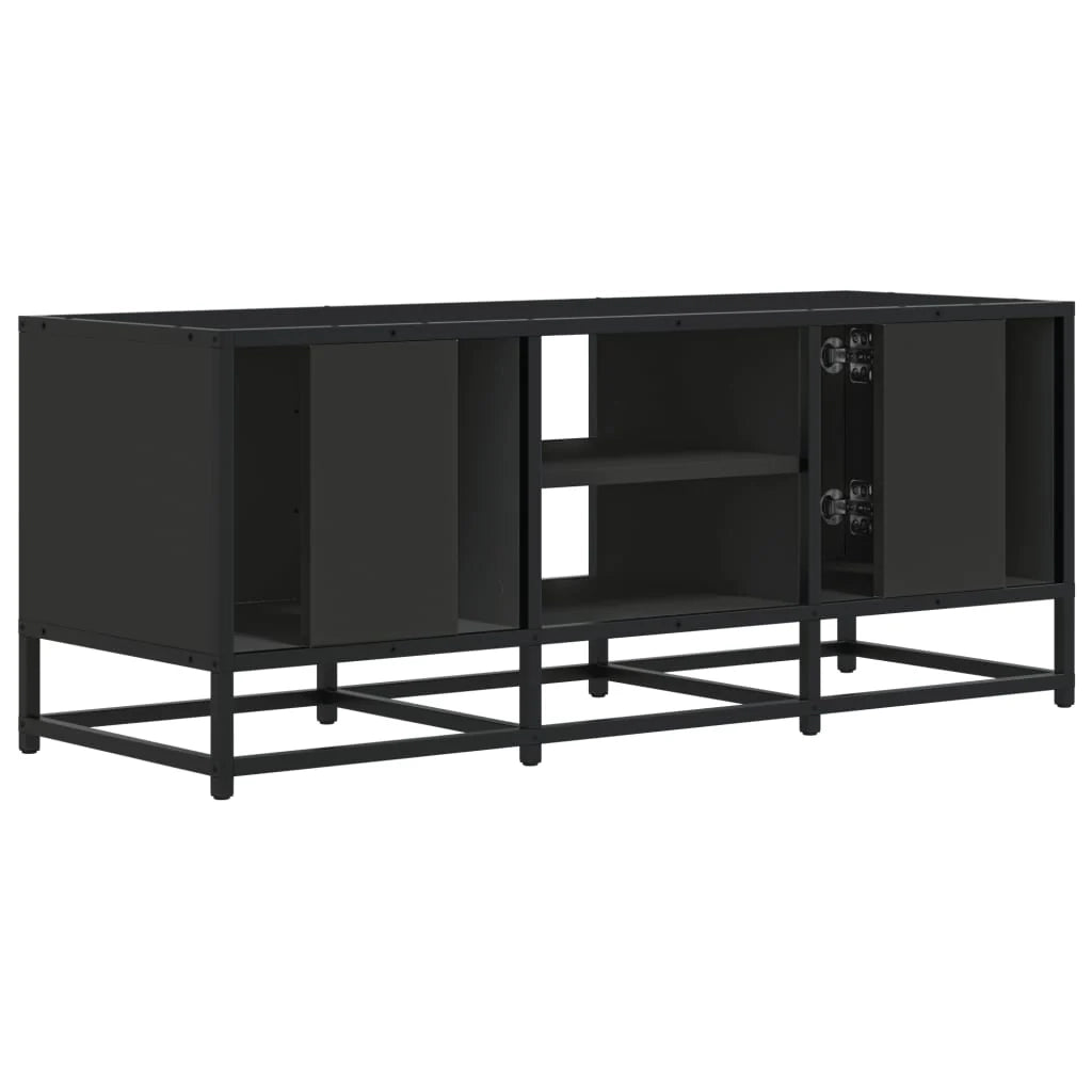 Mobile TV multimediale scaffale TV credenza mobile TV sala da pranzo soggiorno camera da letto 100 x 35 x 41 cm legno ingegnerizzato e metallo nero 02_0025497