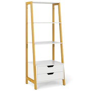 Libreria a scala 52 x 40 x 134 cm con 4 ripiani aperti e 2 cassetti design moderno in legno ingegnerizzato bianco 20_0010739
