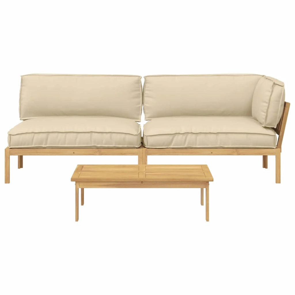 Set di divani con cuscino 3 pcs Beige Legno di Acacia Massello 3418307