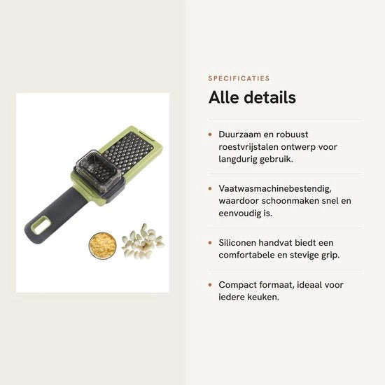 Raspiastra in Acciaio Inossidabile con Manico in Silicone - Resistente al Lavastoviglie - Superficie Raspante Finissima - Duraturo - Dimensioni 20,5 x 5,8 x 3,3 cm - Raspante