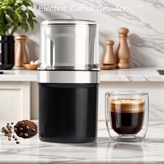 Multifunzionale macchina per macinare caffè e spezie, costruzione in acciaio inossidabile, macchina per caffè e spezie portatile elettrica, adatta per cucine domestiche, macchina per caffè con un solo tocco, può macinare caffè in barre e spezie.