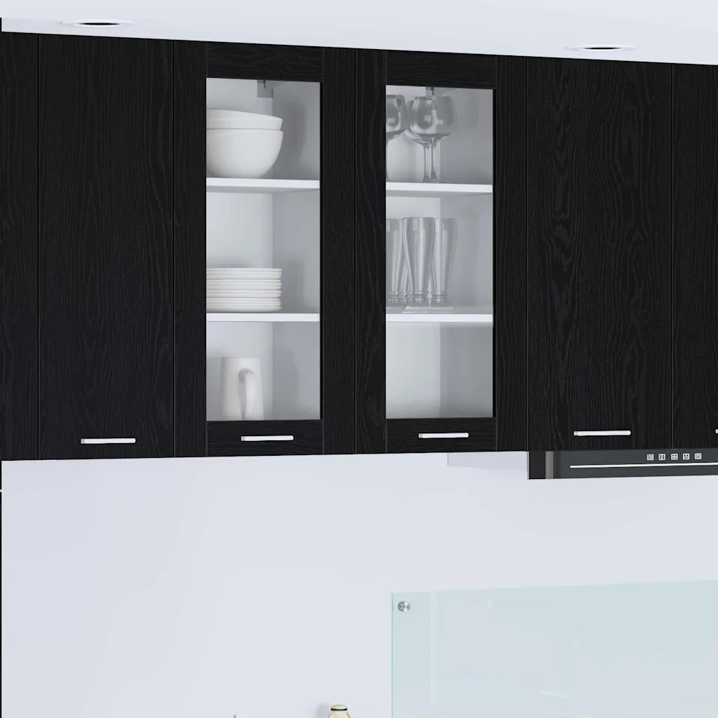 Armadio pensile con porta 2 pcs Rovere Nero 40 x 31 x 80 cm 884301