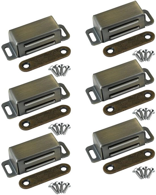 Set di 6 Deursluiters in Acciaio Inossidabile - Magneetti per Porte e Mobili - Chiusura Ferro - Ideale per Porte di Cucina e Mobili in Legno - Materiali Resistenti