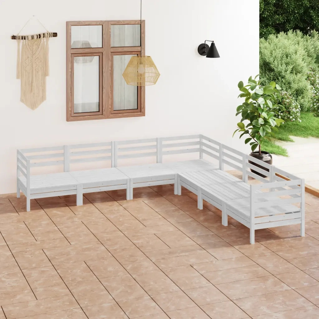 Set Divani da Giardino 7 pz in Legno Massello di Pino Bianco  cod mxl 36663