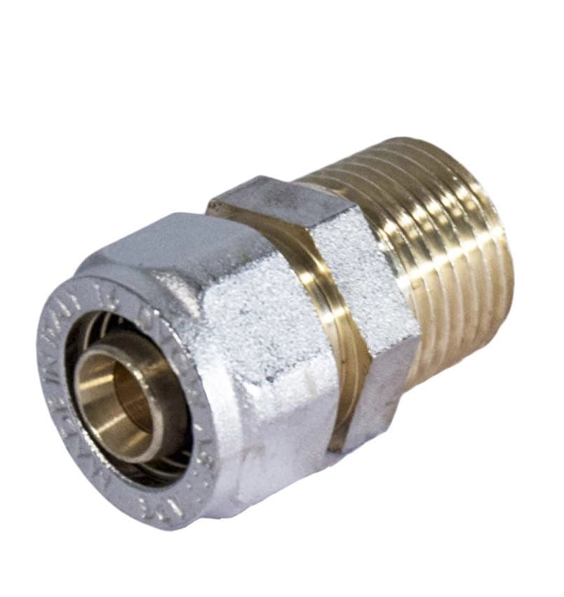 RACCORDO DIRITTO MASCHIO A STRINGERE A CORPO UNICO PER TUBO MULTISTRATO MODELLO 701FP - 3/4 Ø20  - APE