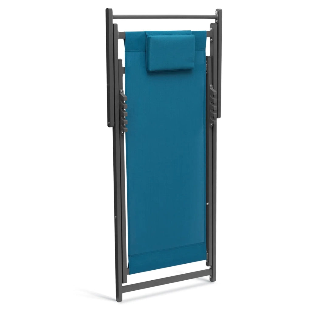 IDMarket - Set di 2 chiliennes LOTA in acciaio e tessuto textilene blu antracite