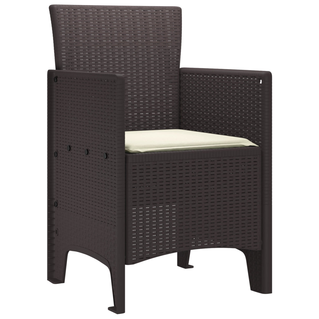 Set di 2 Sedie da giardino con cuscini in Rattan marrone