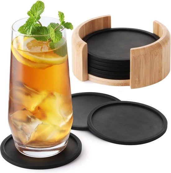Sostegno in silicone Rond per Vetro - Sostegni - set da 8 - Grigio Scuro - Silicone