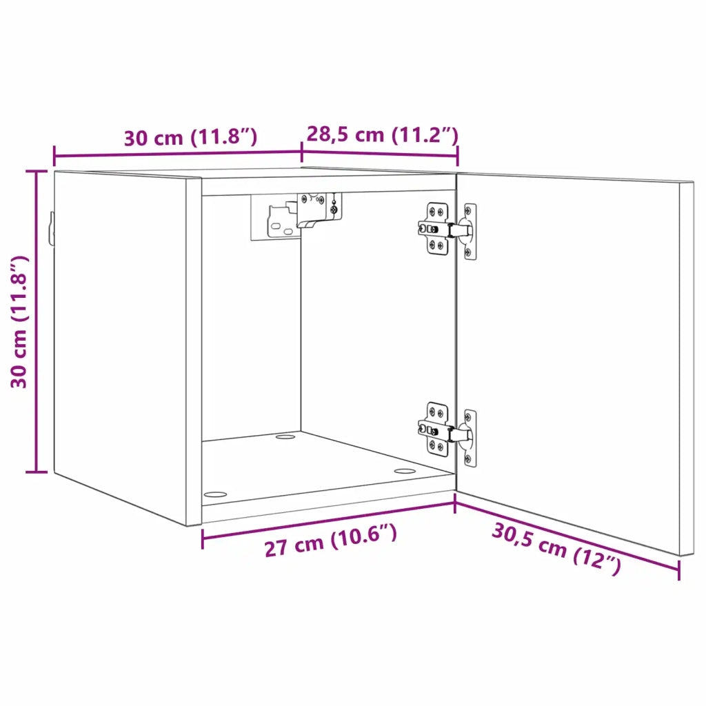 Mobile TV da parete 4 pcs Rovere Nero 30,5 x 30 x 30 cm